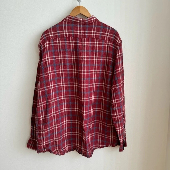 Michael Kors XXL Plaid Linen Shirt Long Sleeve Button Down Italian Fabric - Picture 2 of 8